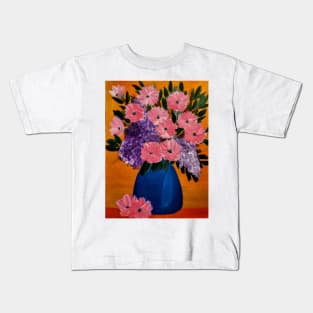 abstract flowers in a blue vase Kids T-Shirt